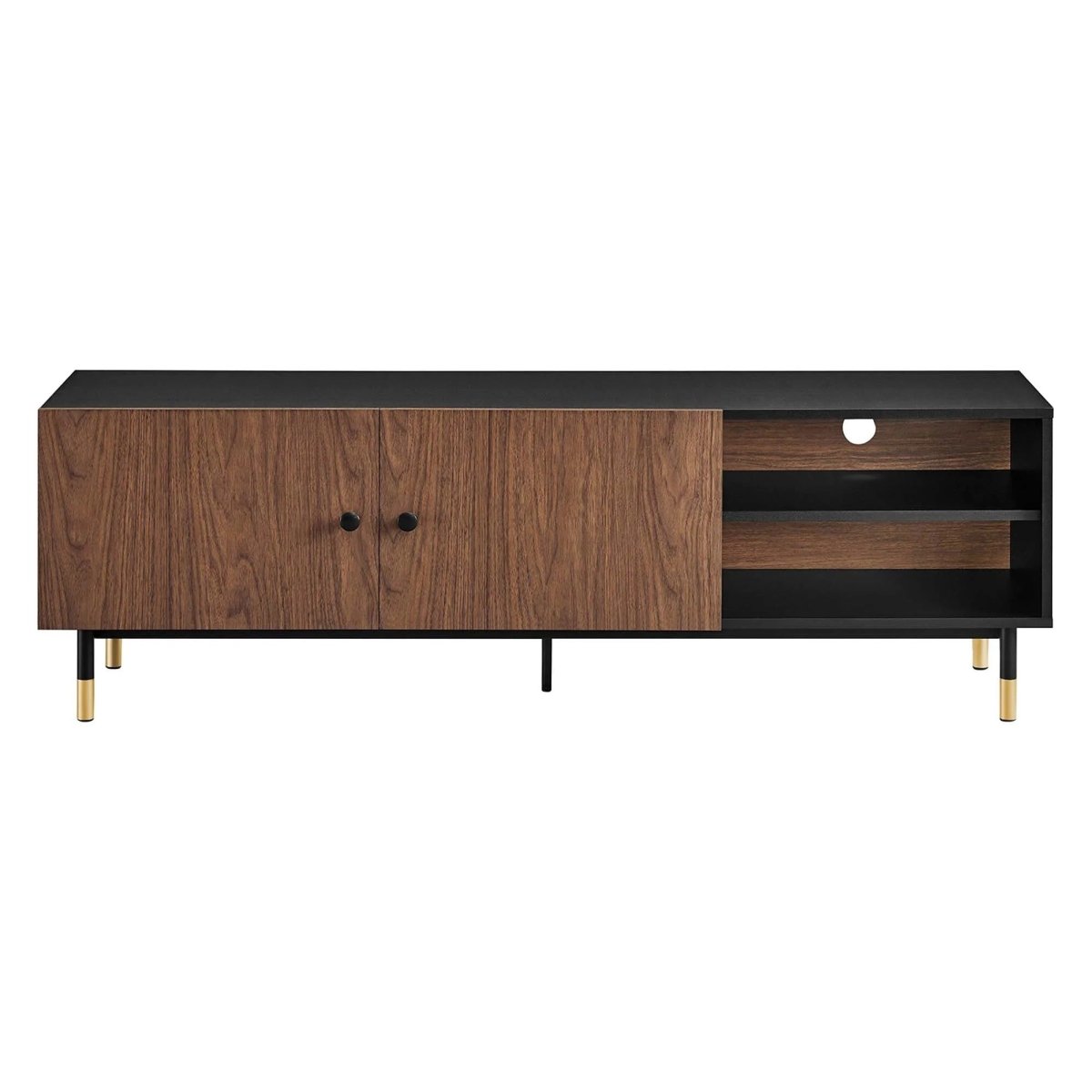 Modern TV Stand with Hinged Doors and Open Storage 60 Inch - TV Stands available at Alpine Outlets in Denver