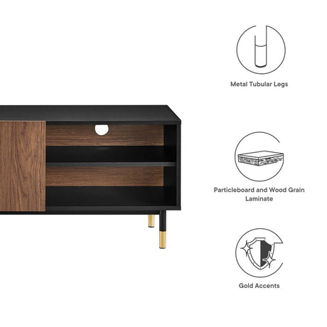 Modern TV Stand with Hinged Doors and Open Storage 60 Inch - TV Stands available at Alpine Outlets in Denver