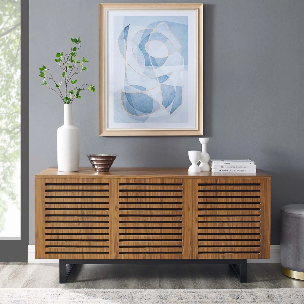 Modern TV Stand with Sliding Doors and Adjustable Shelves 55 Inch - TV Stands available at Alpine Outlets in Denver