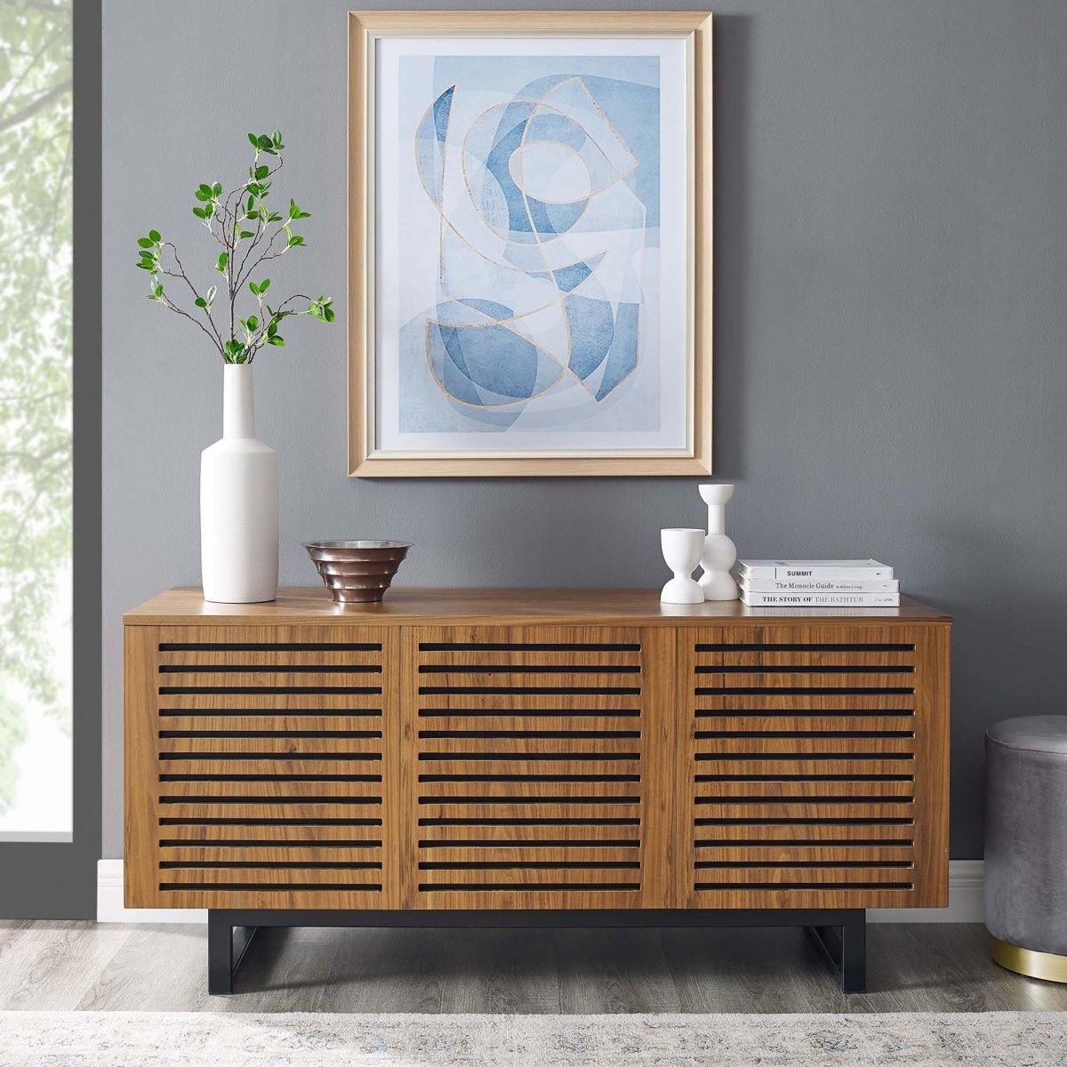 Modern TV Stand with Sliding Doors and Adjustable Shelves 55 Inch - TV Stands available at Alpine Outlets in Denver