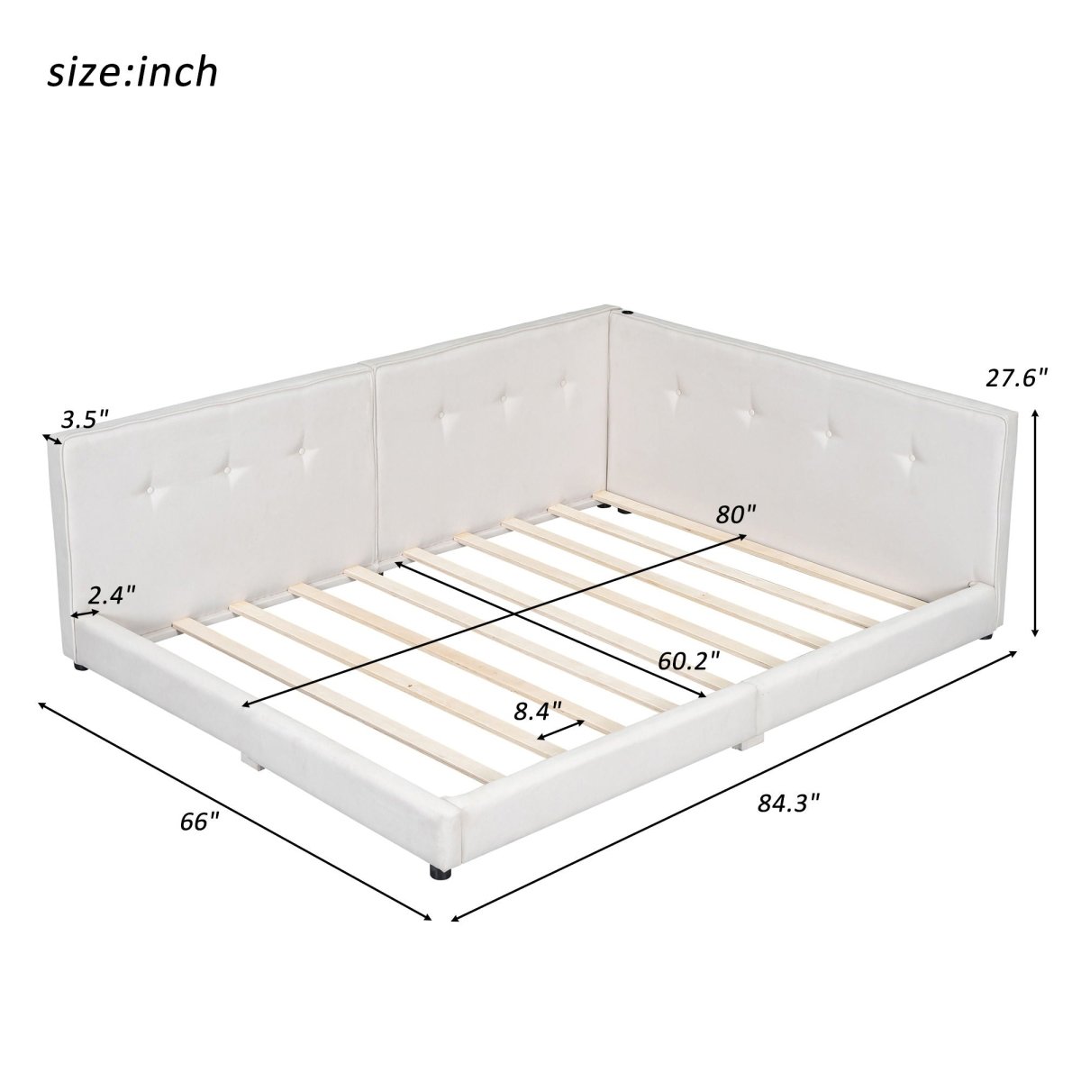 Modern Upholstered Platform Bed With USB Ports And LED Belt - Upholstered Beds available at Alpine Outlets in Denver