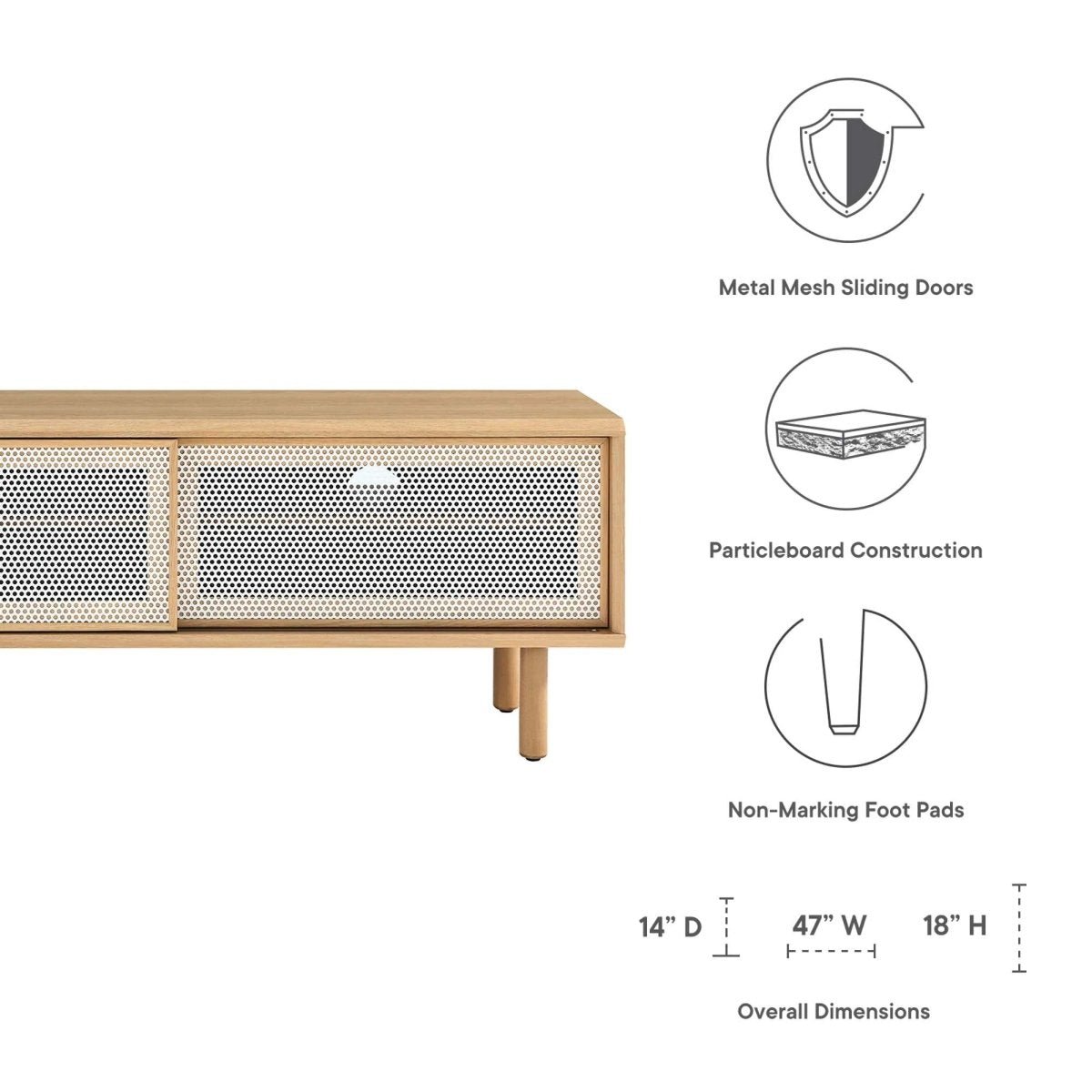 Modern Urban TV Stand with Mesh Sliding Doors 47 Inch - TV Stands available at Alpine Outlets in Denver