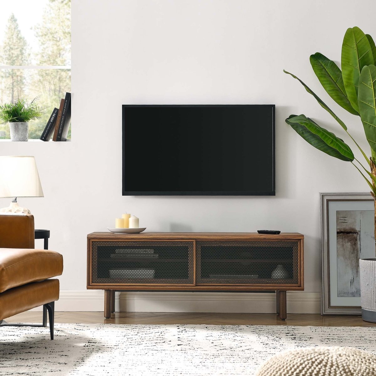 Modern Urban TV Stand with Mesh Sliding Doors 47 Inch - TV Stands available at Alpine Outlets in Denver