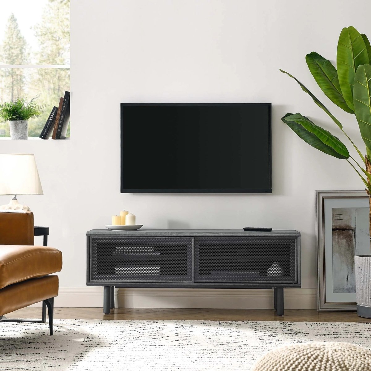 Modern Urban TV Stand with Mesh Sliding Doors 47 Inch - TV Stands available at Alpine Outlets in Denver