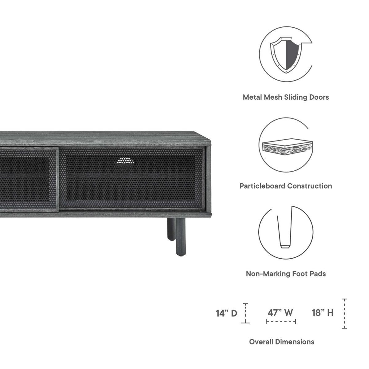 Modern Urban TV Stand with Mesh Sliding Doors 47 Inch - TV Stands available at Alpine Outlets in Denver