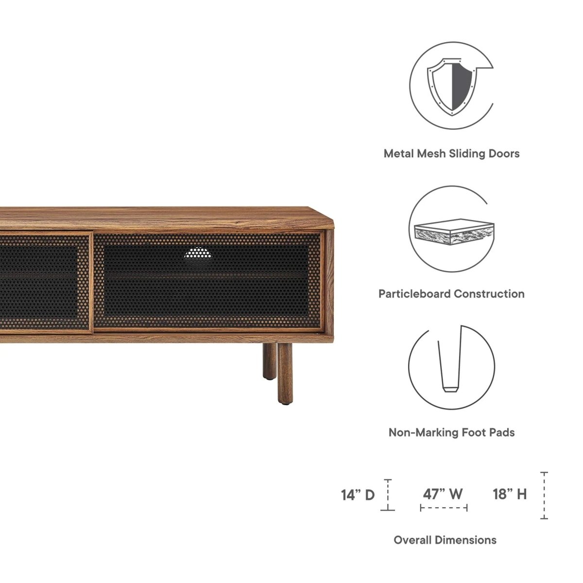 Modern Urban TV Stand with Mesh Sliding Doors 47 Inch - TV Stands available at Alpine Outlets in Denver