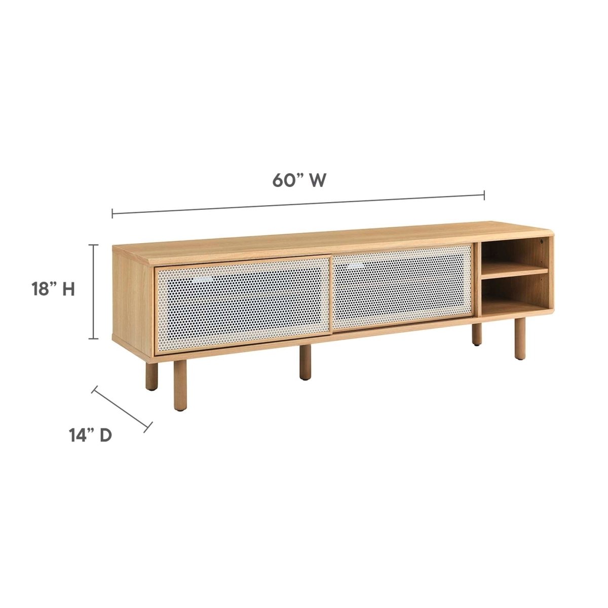 Modern Urban TV Stand with Mesh Sliding Doors 60 Inch - TV Stands available at Alpine Outlets in Denver
