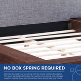 Modern Veneer Queen Platform Bed with Padded Fabric Headboard and Straight Line Profile - Platform Bed available at Alpine Outlets in Denver