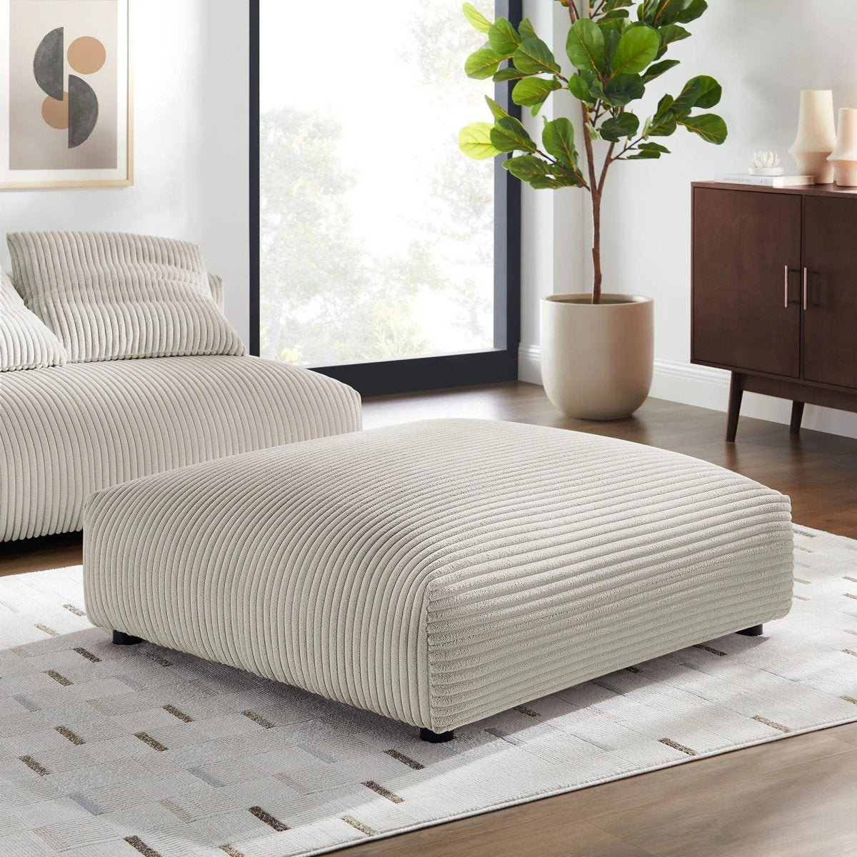 Modular Corduroy Upholstered Ottoman – Large Square 45 Inch - Ottomans available at Alpine Outlets in Denver