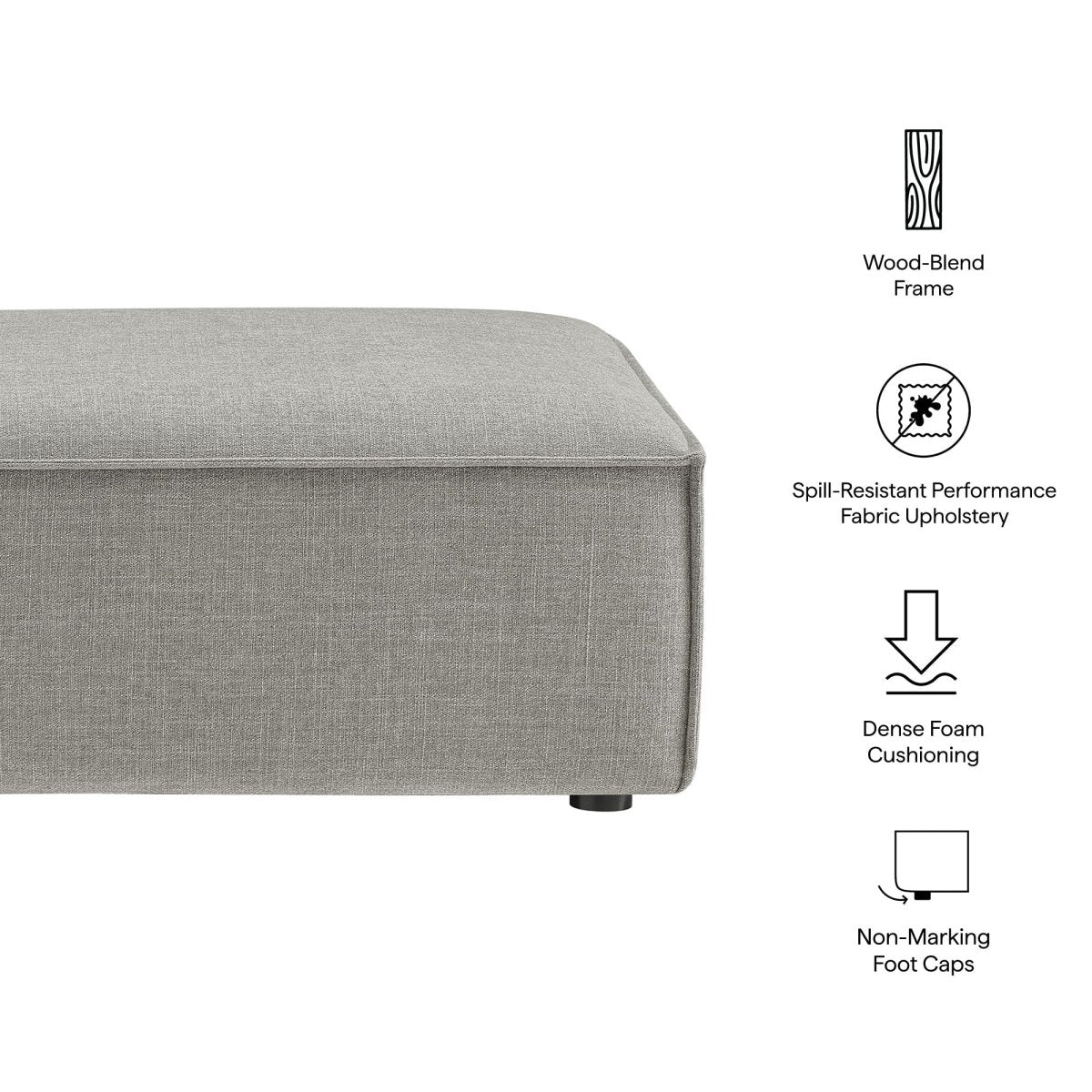 Modular Performance Fabric Ottoman with Piping – 41 Inch - Ottomans available at Alpine Outlets in Denver