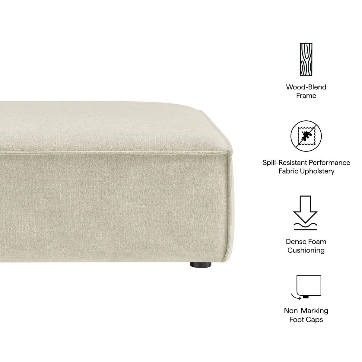 Modular Performance Fabric Ottoman with Piping – 41 Inch - Ottomans available at Alpine Outlets in Denver