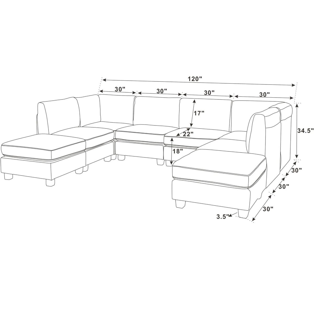 Modular Sectional, Customizable Layout, Removable Cushions - Brown - 3 Piece Living Room Sets available at Alpine Outlets in Denver