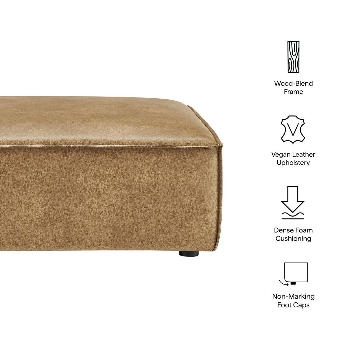 Modular Vegan Leather Ottoman with Piping – 41 Inch - Ottomans available at Alpine Outlets in Denver