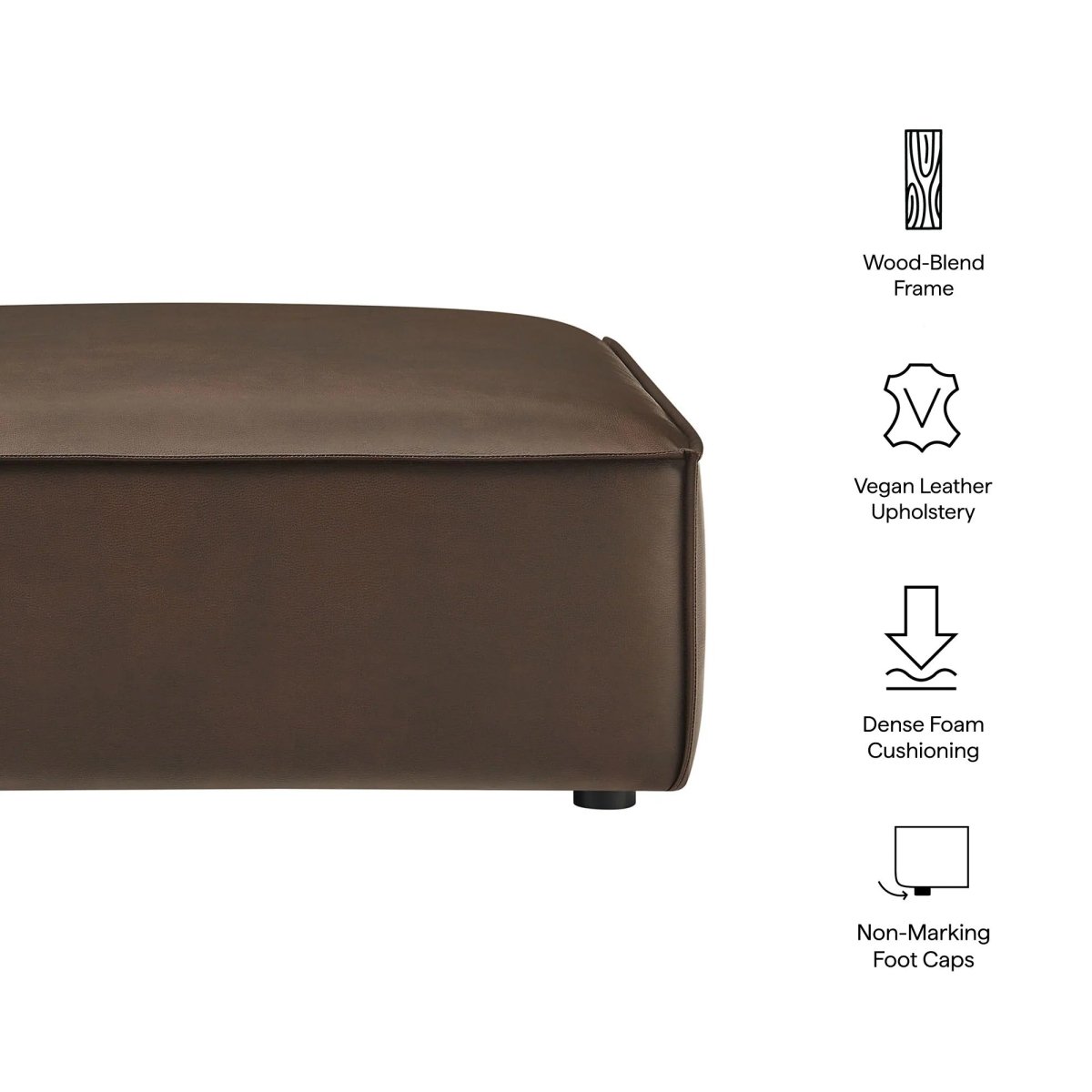 Modular Vegan Leather Ottoman with Piping – 41 Inch - Ottomans available at Alpine Outlets in Denver