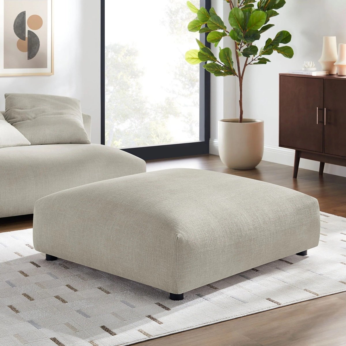 Modular Woven Fabric Upholstered Ottoman – Large Square 45 Inch - Ottomans available at Alpine Outlets in Denver