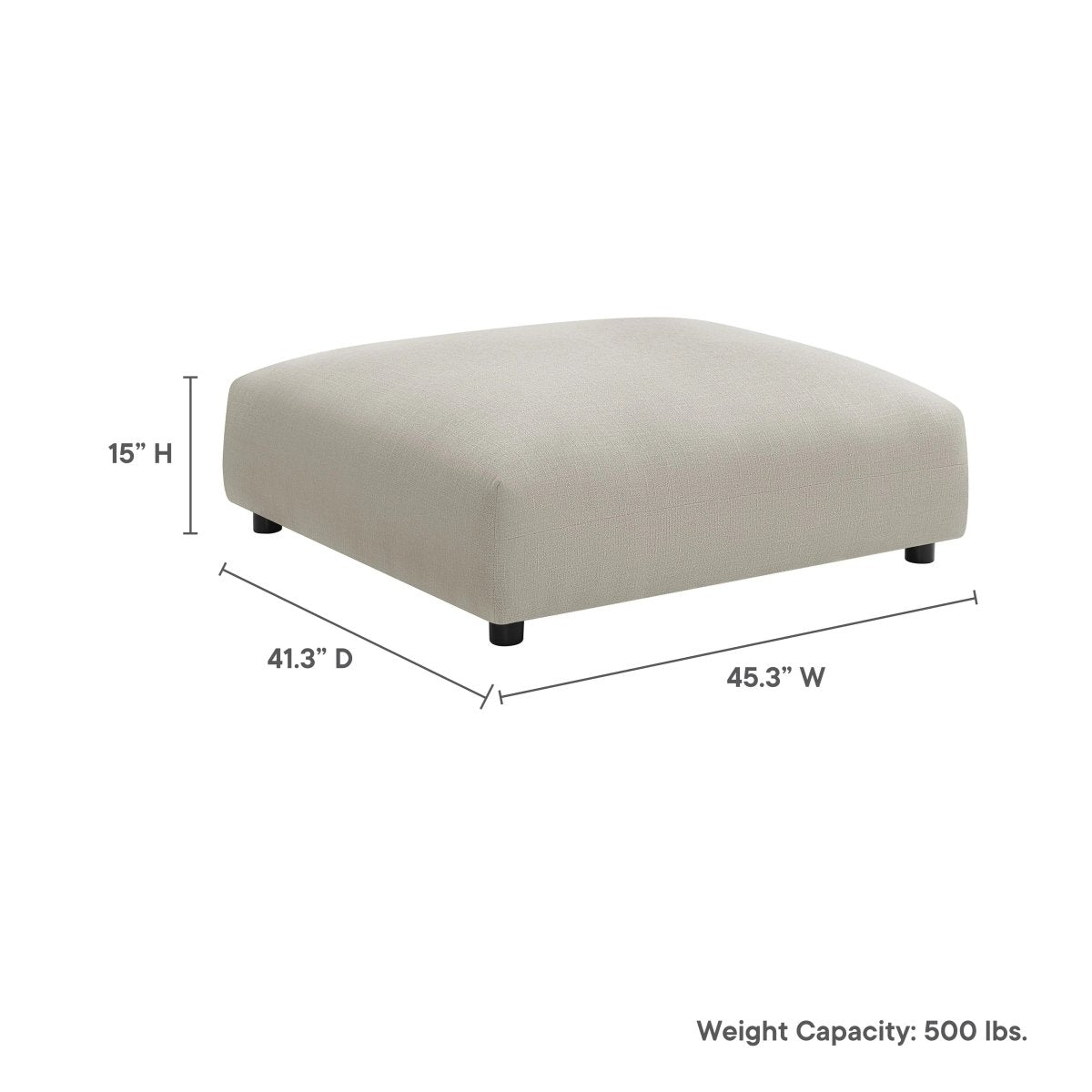 Modular Woven Fabric Upholstered Ottoman – Large Square 45 Inch - Ottomans available at Alpine Outlets in Denver