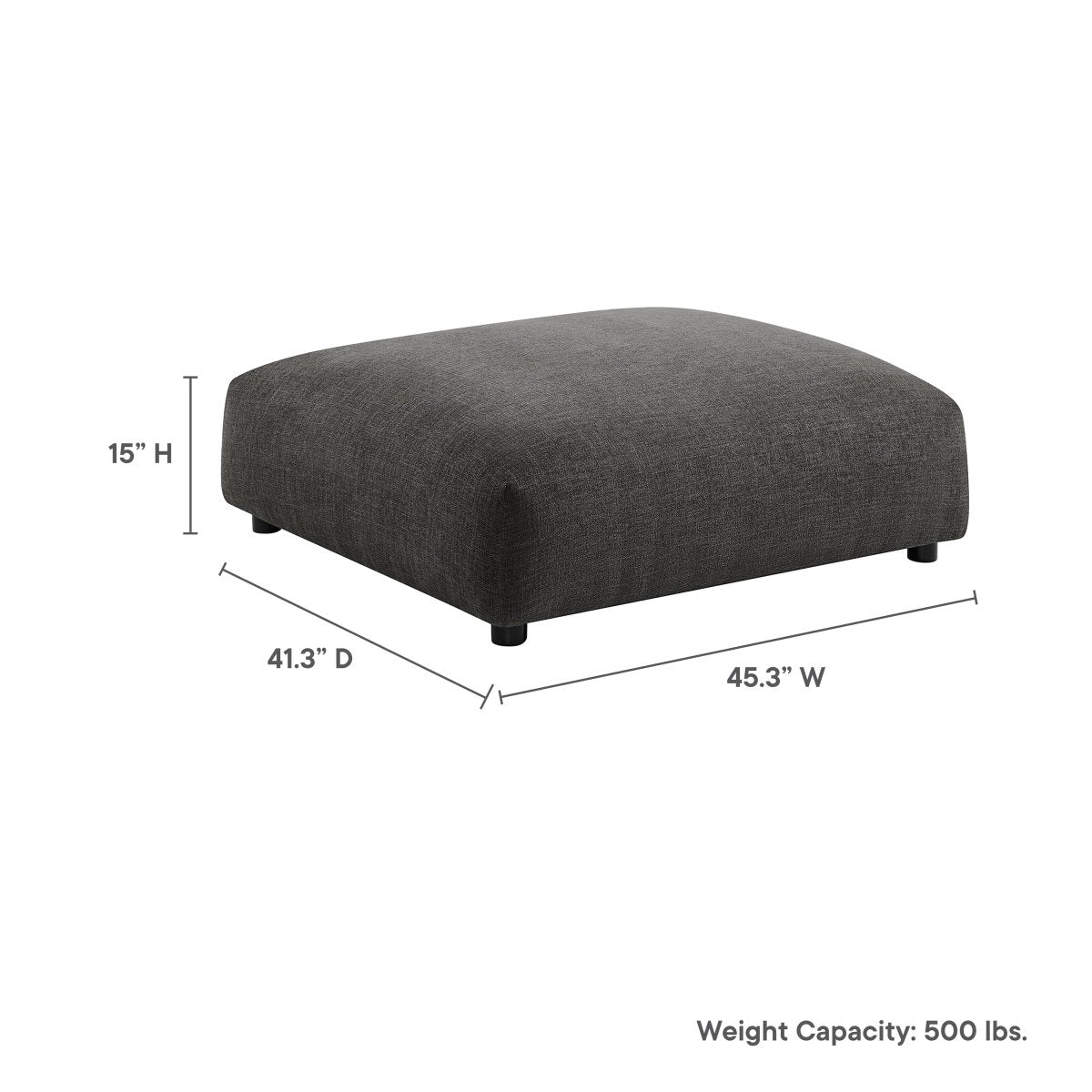 Modular Woven Fabric Upholstered Ottoman – Large Square 45 Inch - Ottomans available at Alpine Outlets in Denver
