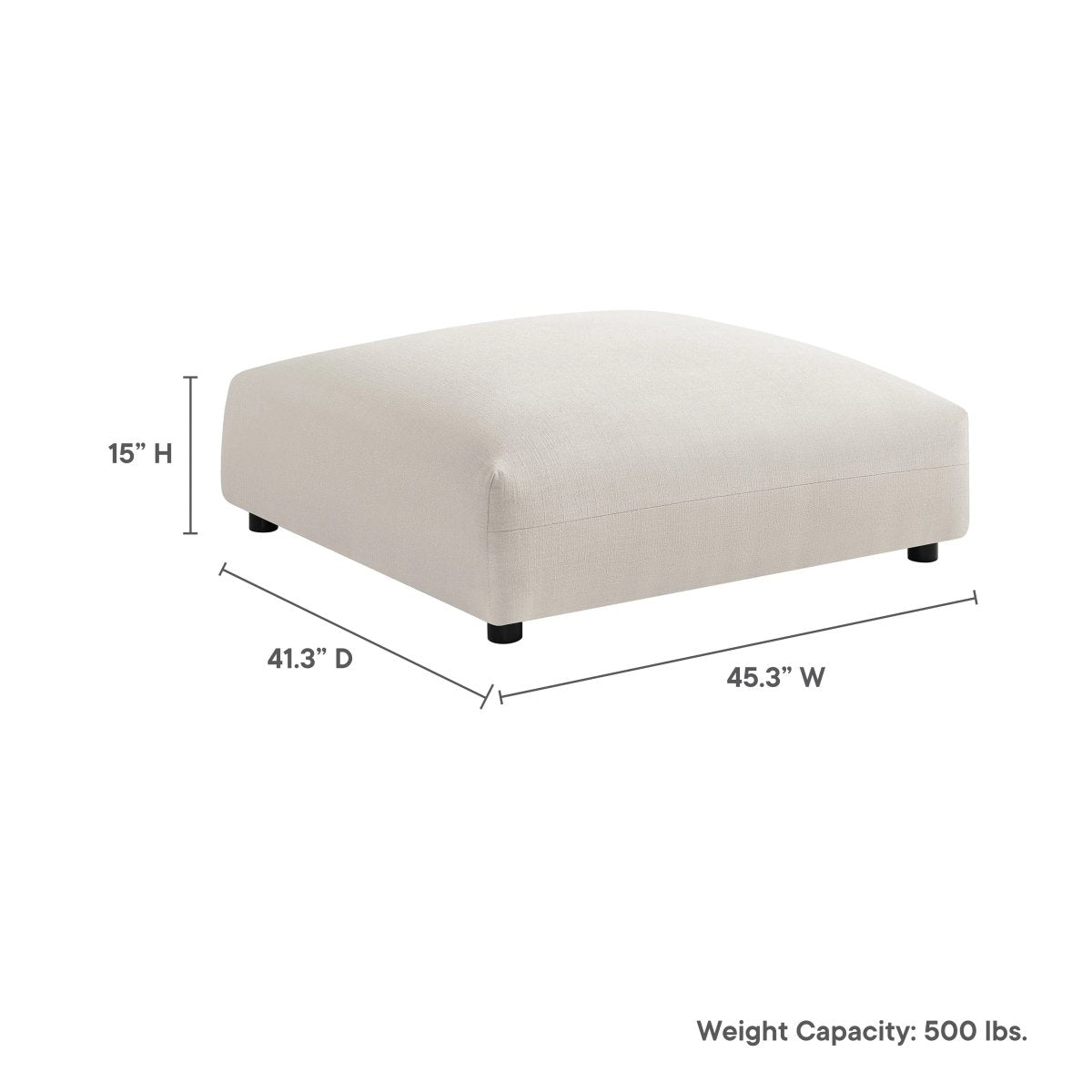 Modular Woven Fabric Upholstered Ottoman – Large Square 45 Inch - Ottomans available at Alpine Outlets in Denver