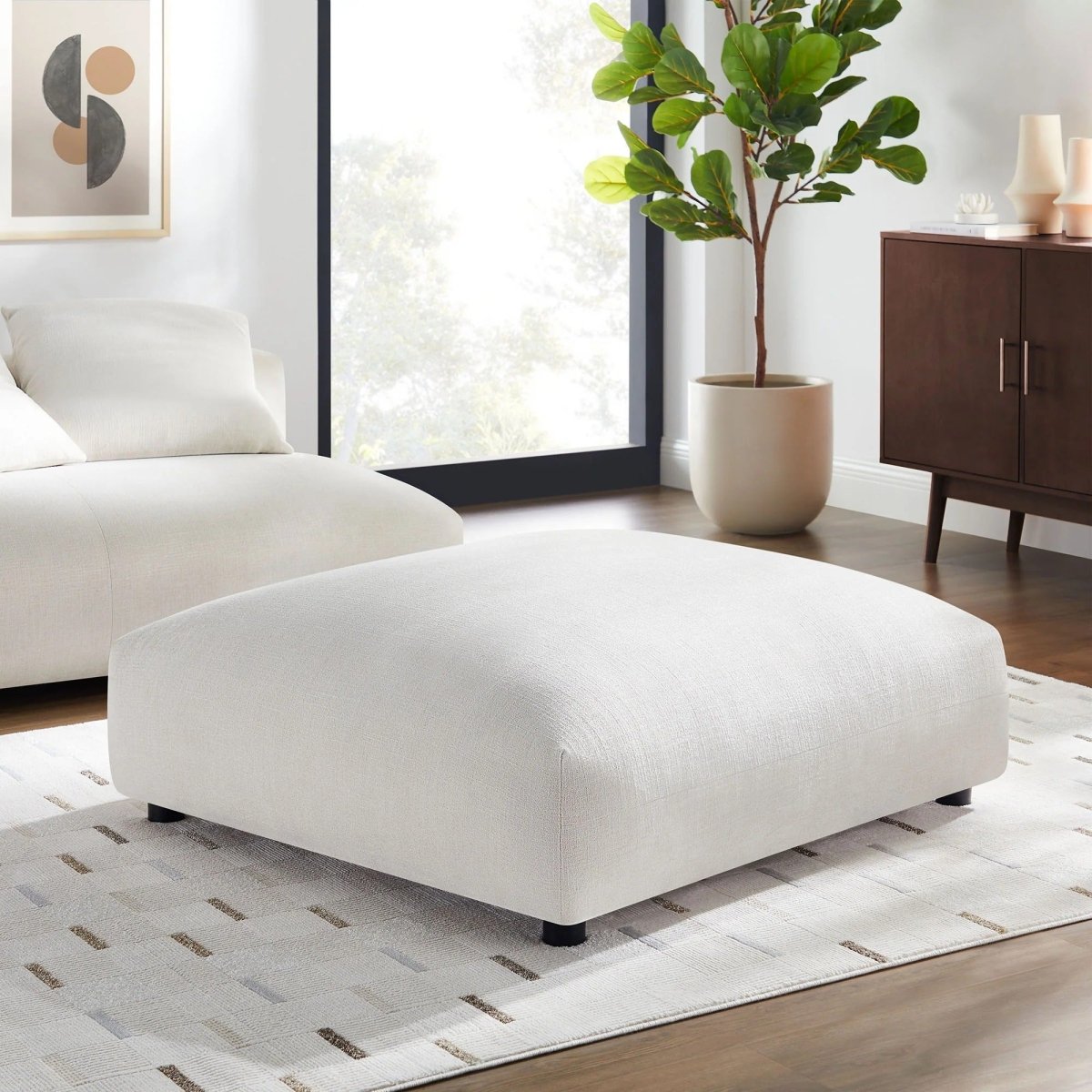 Modular Woven Fabric Upholstered Ottoman – Large Square 45 Inch - Ottomans available at Alpine Outlets in Denver