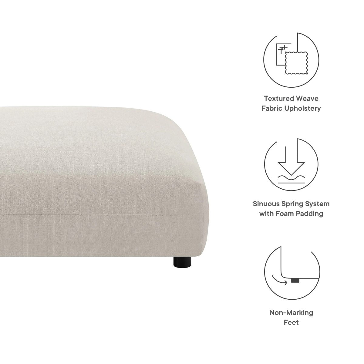 Modular Woven Fabric Upholstered Ottoman – Large Square 45 Inch - Ottomans available at Alpine Outlets in Denver