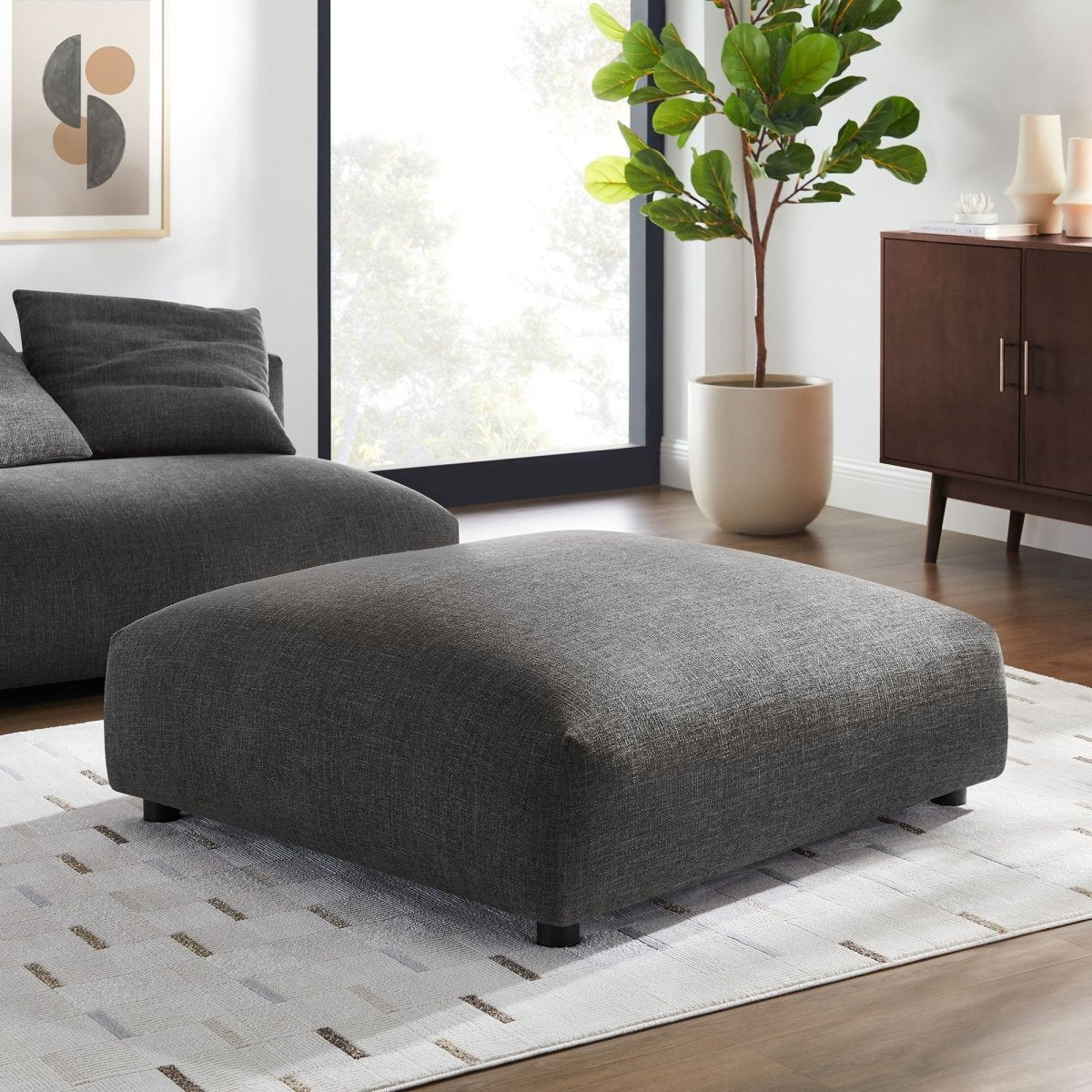 Modular Woven Fabric Upholstered Ottoman – Large Square 45 Inch - Ottomans available at Alpine Outlets in Denver