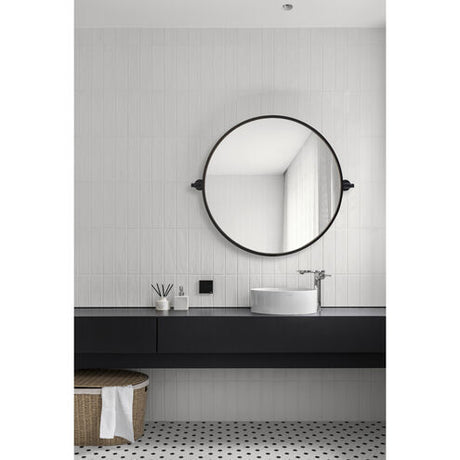 Everly 24 Inch Black Round Pivot Wall Mirror