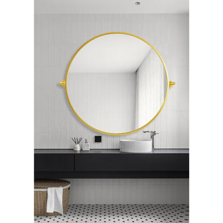 Everly 30 Inch Gold Round Pivot Wall Mirror