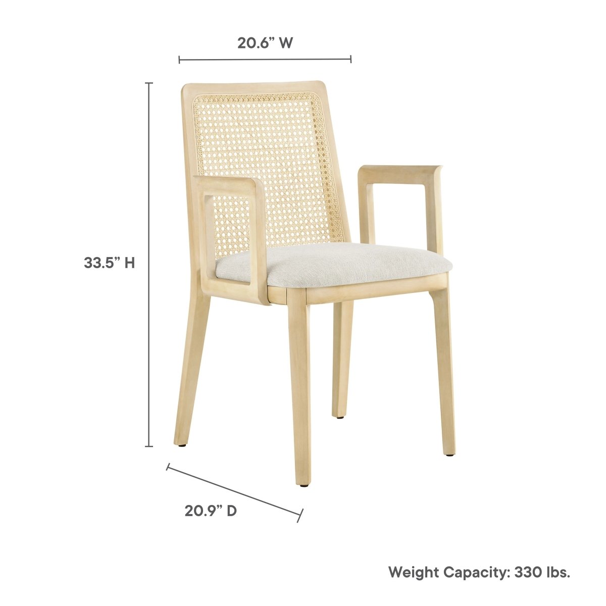 Natural Beech Wood and Rattan Cane Back Dining Armchair - Dining Chairs available at Alpine Outlets in Denver