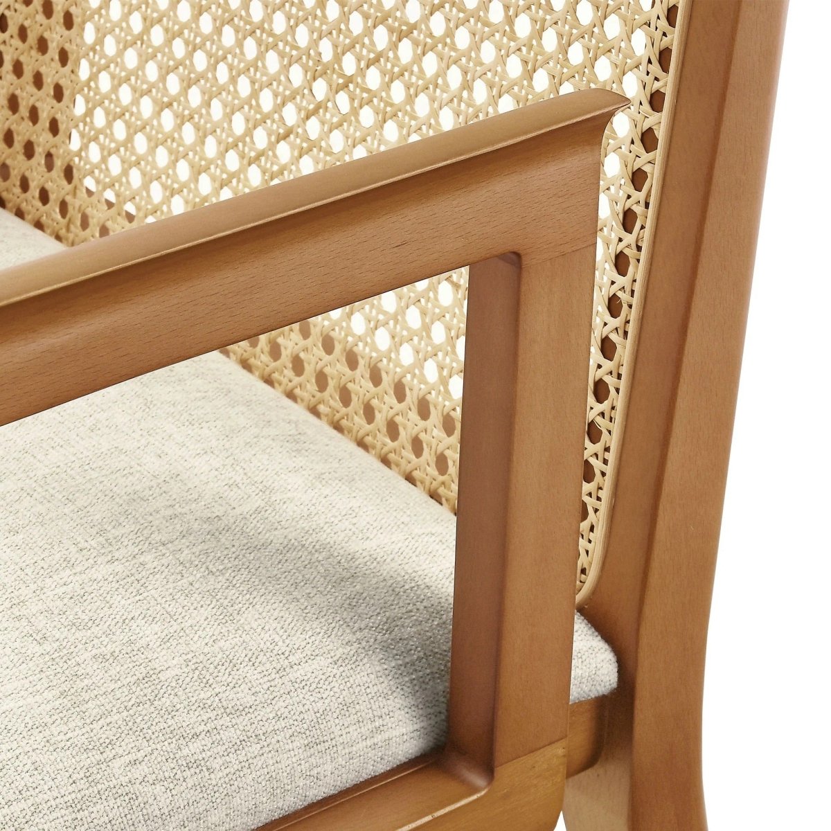 Natural Beech Wood and Rattan Cane Back Dining Armchair - Dining Chairs available at Alpine Outlets in Denver