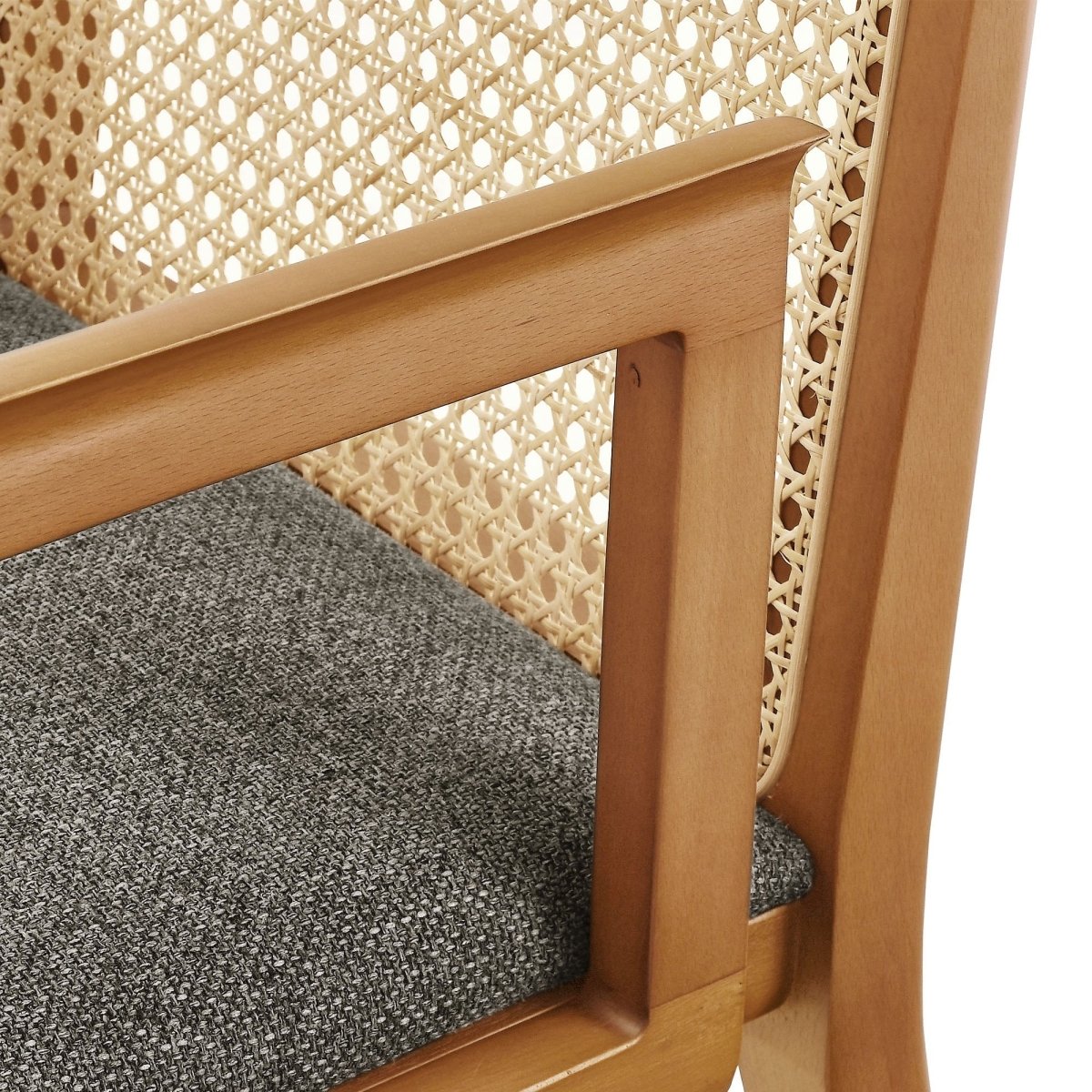 Natural Beech Wood and Rattan Cane Back Dining Armchair - Dining Chairs available at Alpine Outlets in Denver
