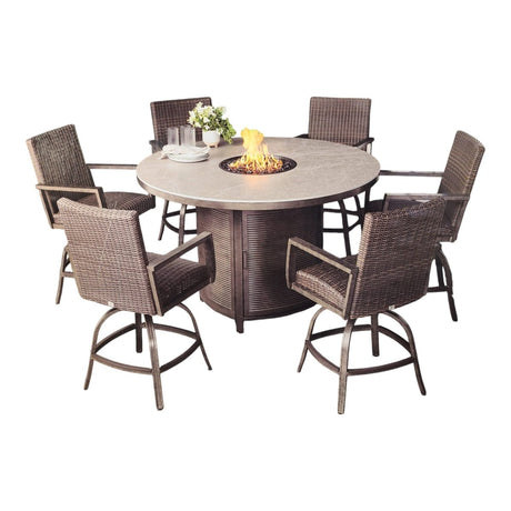 Oakland 7 - Piece High Fire Patio Set - Outdoor Furniture Sets available at Alpine Outlets in Denver