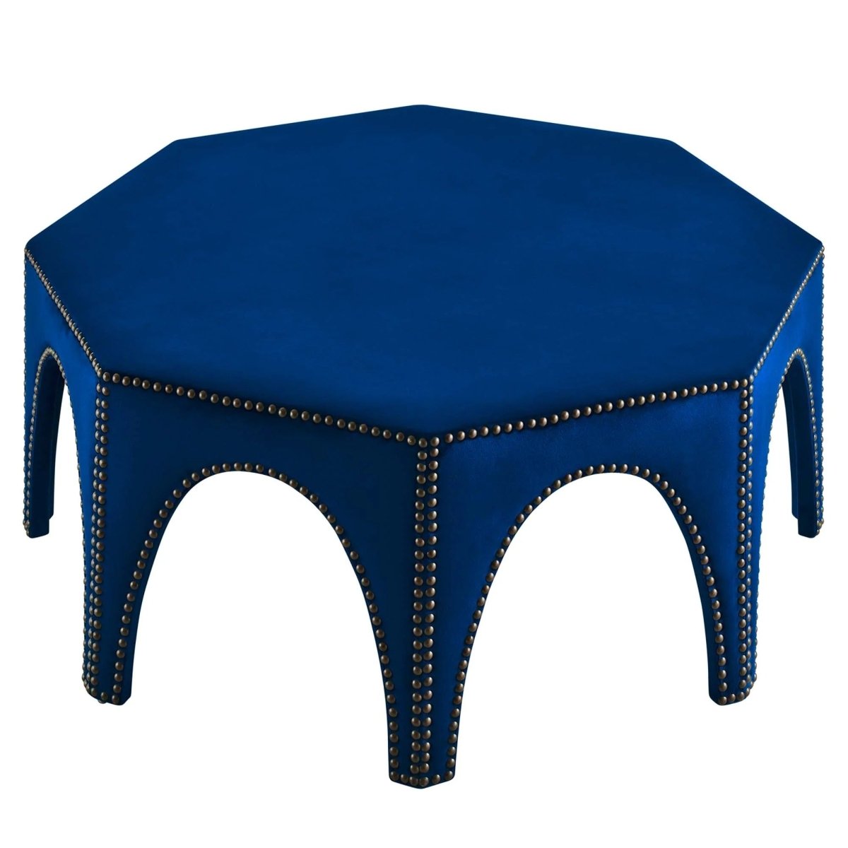 Octagon Velvet Ottoman with Nailhead Trim – 44 Inch - Ottomans available at Alpine Outlets in Denver