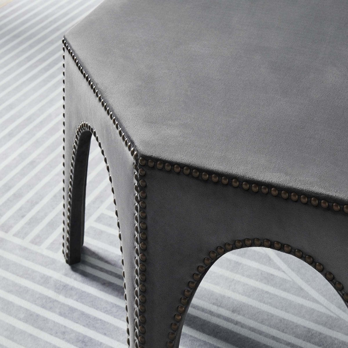 Octagon Velvet Ottoman with Nailhead Trim – 44 Inch - Ottomans available at Alpine Outlets in Denver