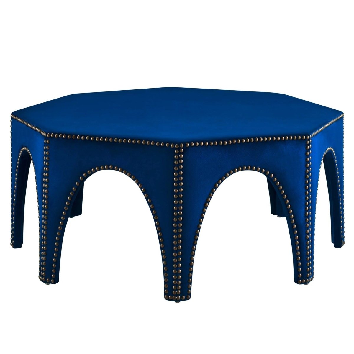 Octagon Velvet Ottoman with Nailhead Trim – 44 Inch - Ottomans available at Alpine Outlets in Denver