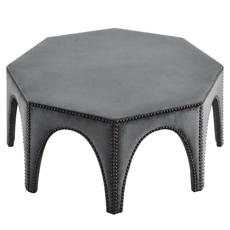 Octagon Velvet Ottoman with Nailhead Trim – 44 Inch - Ottomans available at Alpine Outlets in Denver