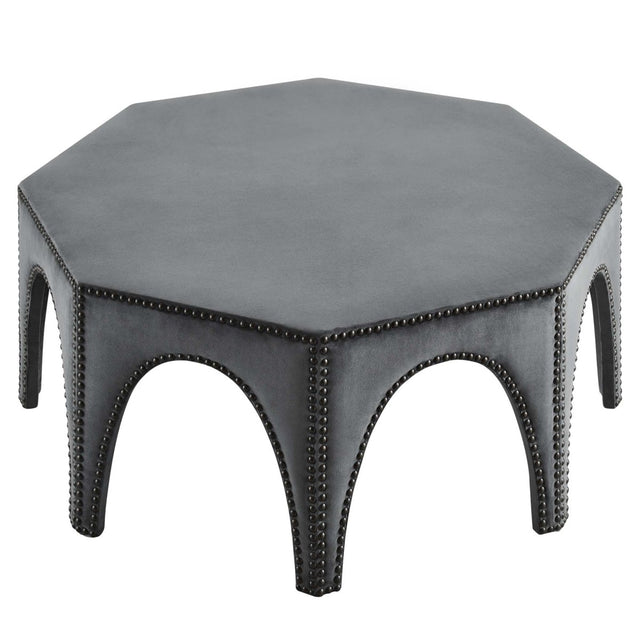 Octagon Velvet Ottoman with Nailhead Trim – 44 Inch - Ottomans available at Alpine Outlets in Denver