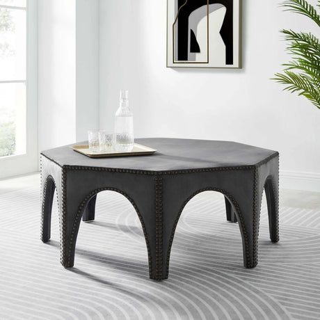 Octagon Velvet Ottoman with Nailhead Trim – 44 Inch - Ottomans available at Alpine Outlets in Denver