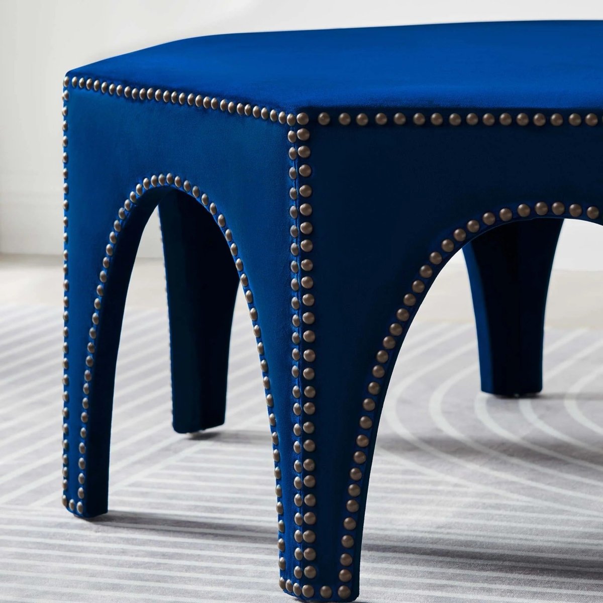 Octagon Velvet Ottoman with Nailhead Trim – 44 Inch - Ottomans available at Alpine Outlets in Denver