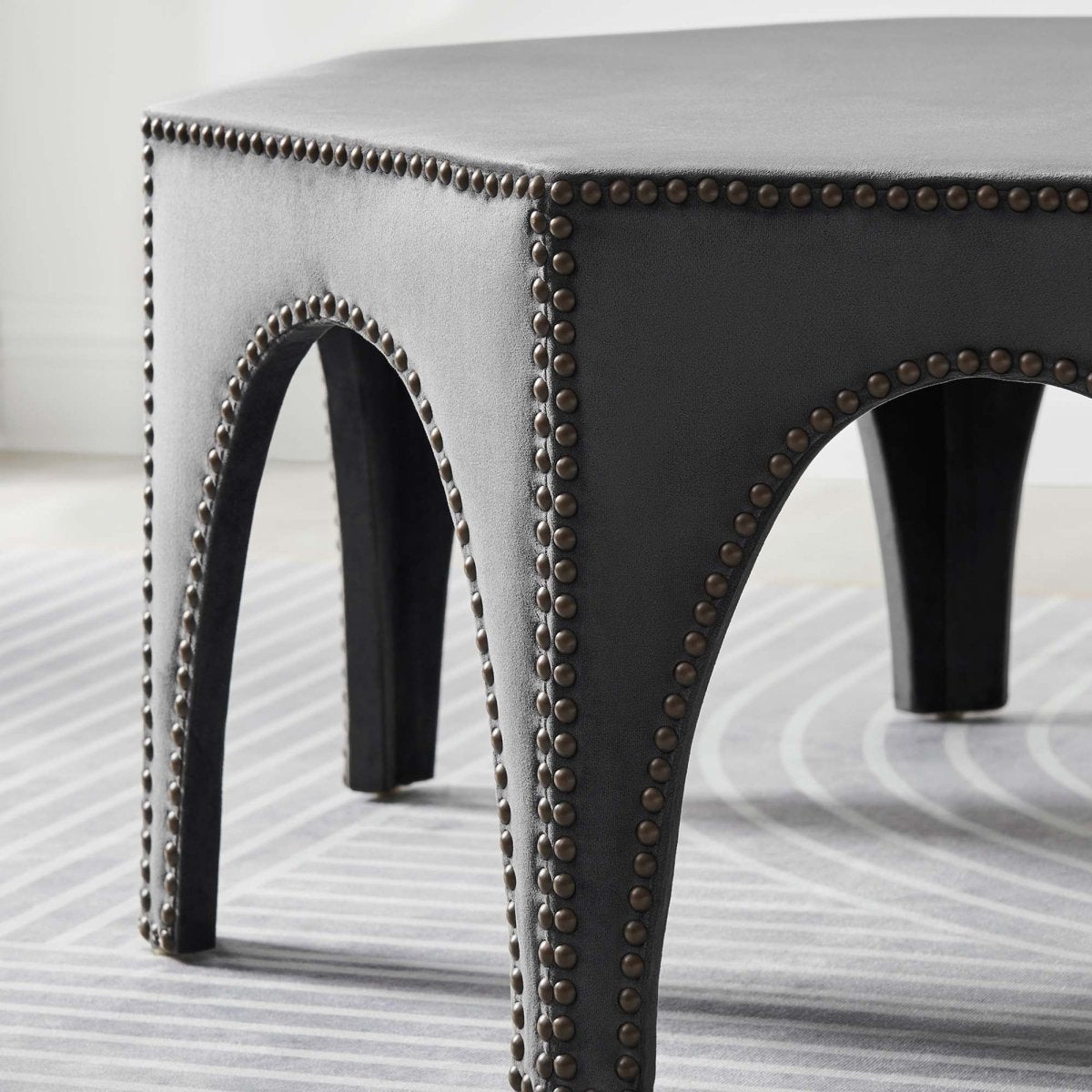 Octagon Velvet Ottoman with Nailhead Trim – 44 Inch - Ottomans available at Alpine Outlets in Denver