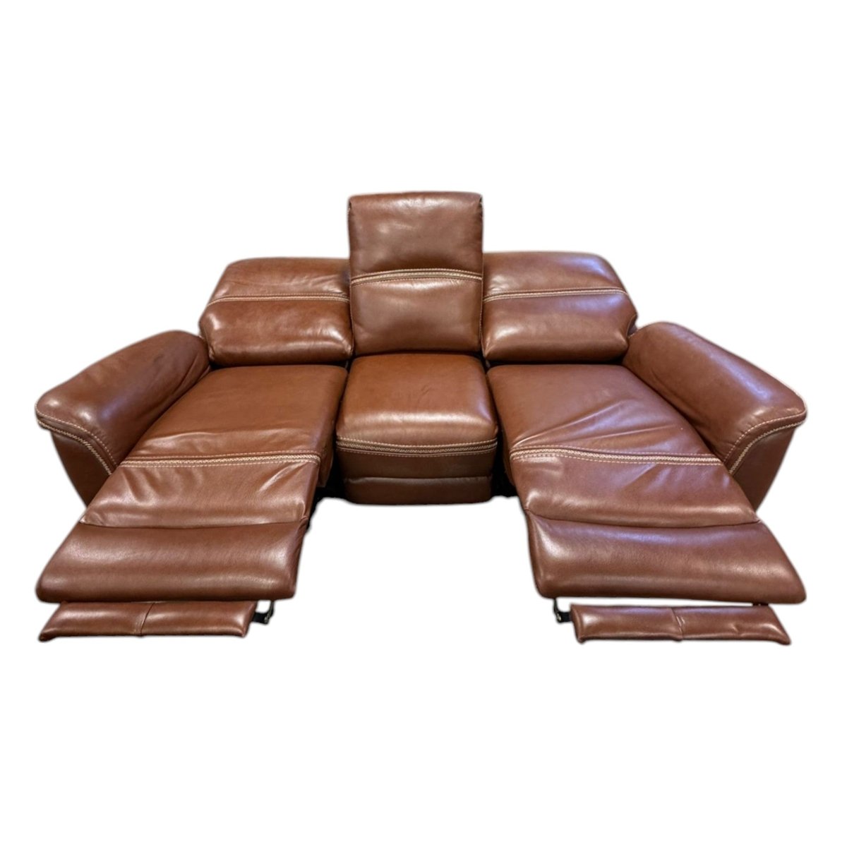 Oliver Leather Power Reclining Sofa with Power Headrests (ID N345678) - Furniture available at Alpine Outlets in Denver