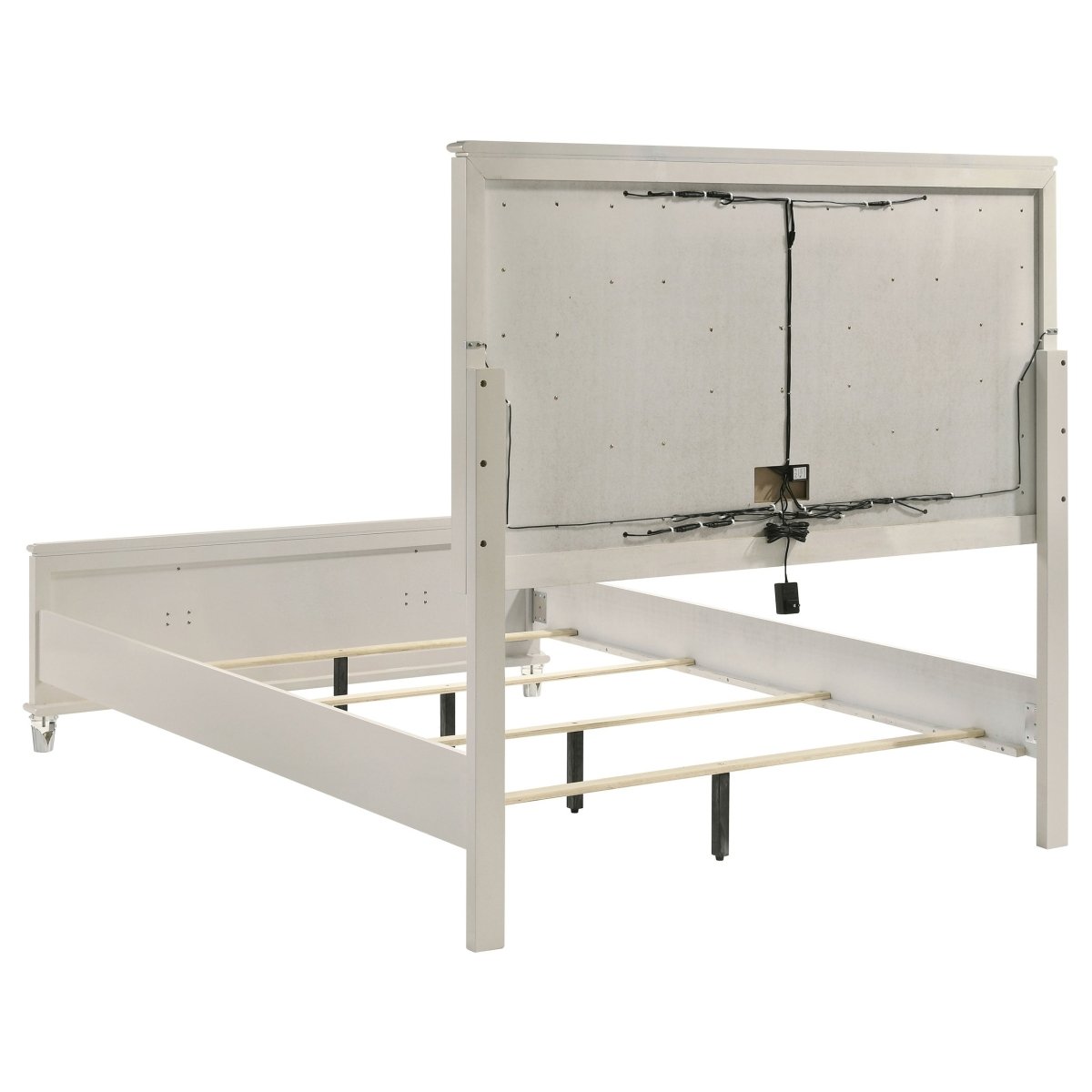 Olivia Queen Panel Bed with LED Headboard - Pearl White - Beds available at Alpine Outlets in Denver