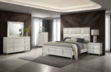 Olivia Queen Panel Bed with LED Headboard - Pearl White - Beds available at Alpine Outlets in Denver