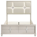 Olivia Queen Panel Bed with LED Headboard - Pearl White - Beds available at Alpine Outlets in Denver