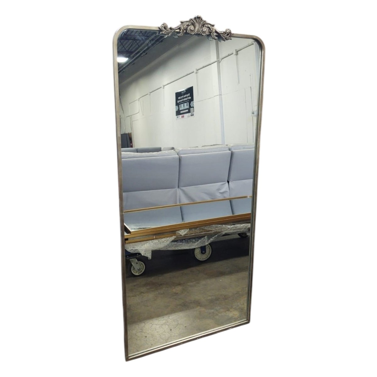 Ornate Floor Mirror Silver Trim (ID U045673) - Mirrors available at Alpine Outlets in Denver