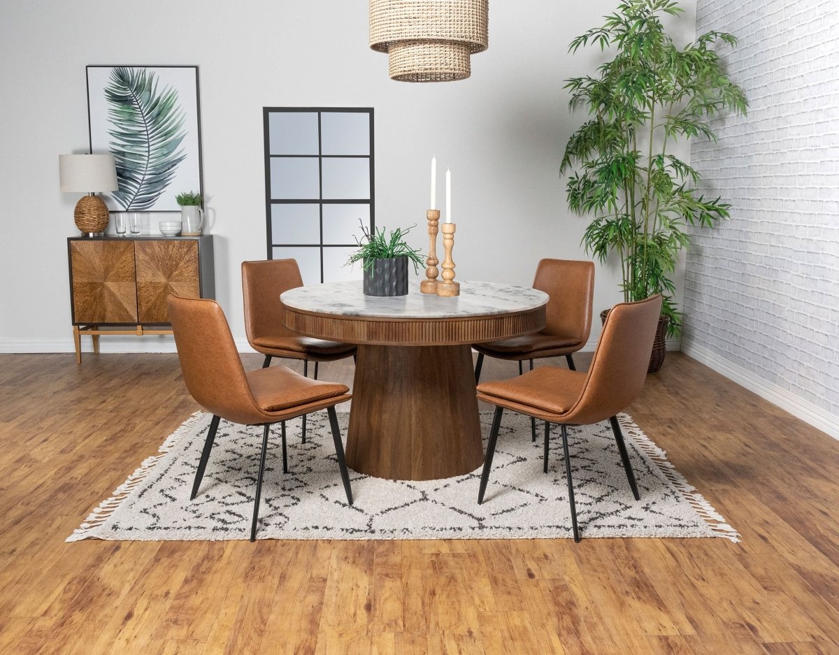 Ortega Round 46 - Inch Marble Top Dining Table - Dining Tables & Bar Tables available at Alpine Outlets in Denver