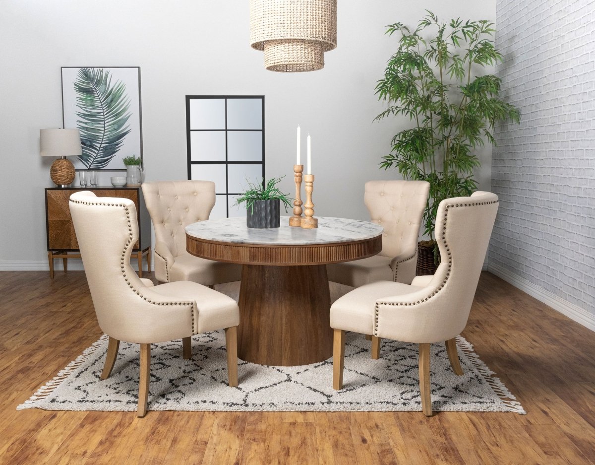Ortega Round 46 - Inch Marble Top Dining Table - Dining Tables & Bar Tables available at Alpine Outlets in Denver