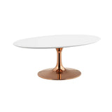 Oval Wood Pedestal Coffee Table - Coffee Tables available at Alpine Outlets in Denver