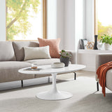 Oval Wood Pedestal Coffee Table - Coffee Tables available at Alpine Outlets in Denver