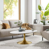 Oval Wood Pedestal Coffee Table - Coffee Tables available at Alpine Outlets in Denver