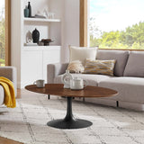 Oval Wood Pedestal Coffee Table - Coffee Tables available at Alpine Outlets in Denver